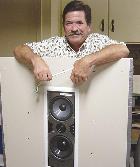 Polk audio in shop wall